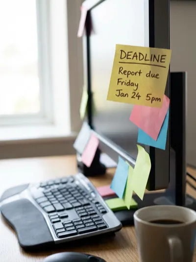 Work deadline on whiteboard